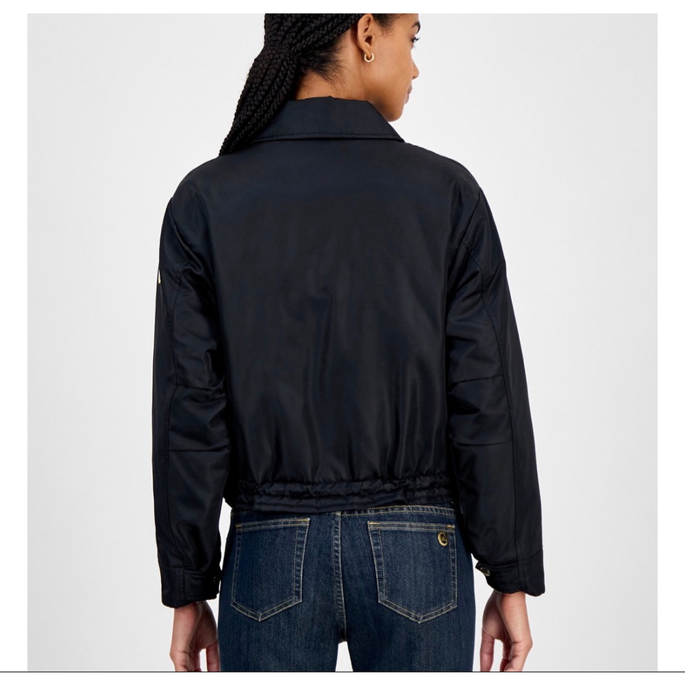 NWT MICHAEL KORS Women’s Reversible Bomber Jacket Black Small Quilted Zip Front - Picture 3 of 13
